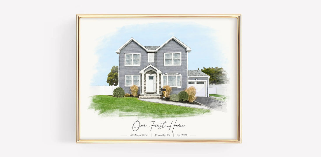 custom house portrait framed