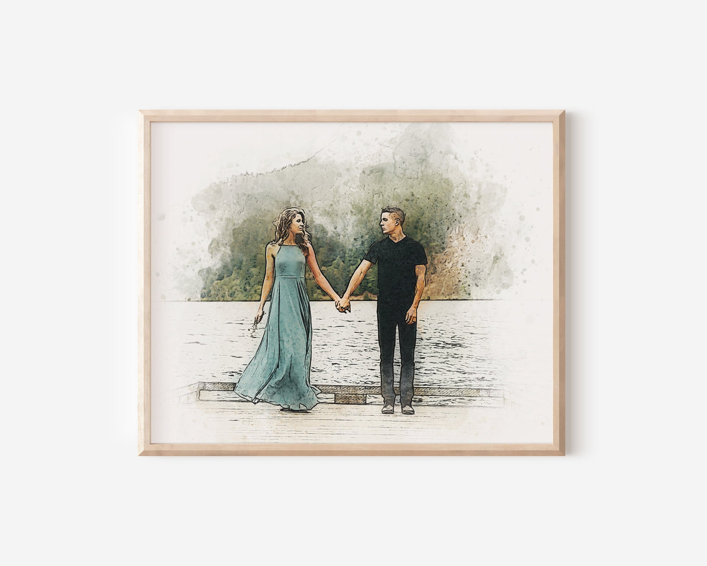 Custom Portrait, Anniversary Gifts, Painting from Photo, Personalized, Couple Portrait, Wedding Gift, Gift for Him, 2nd Anniversary Gift