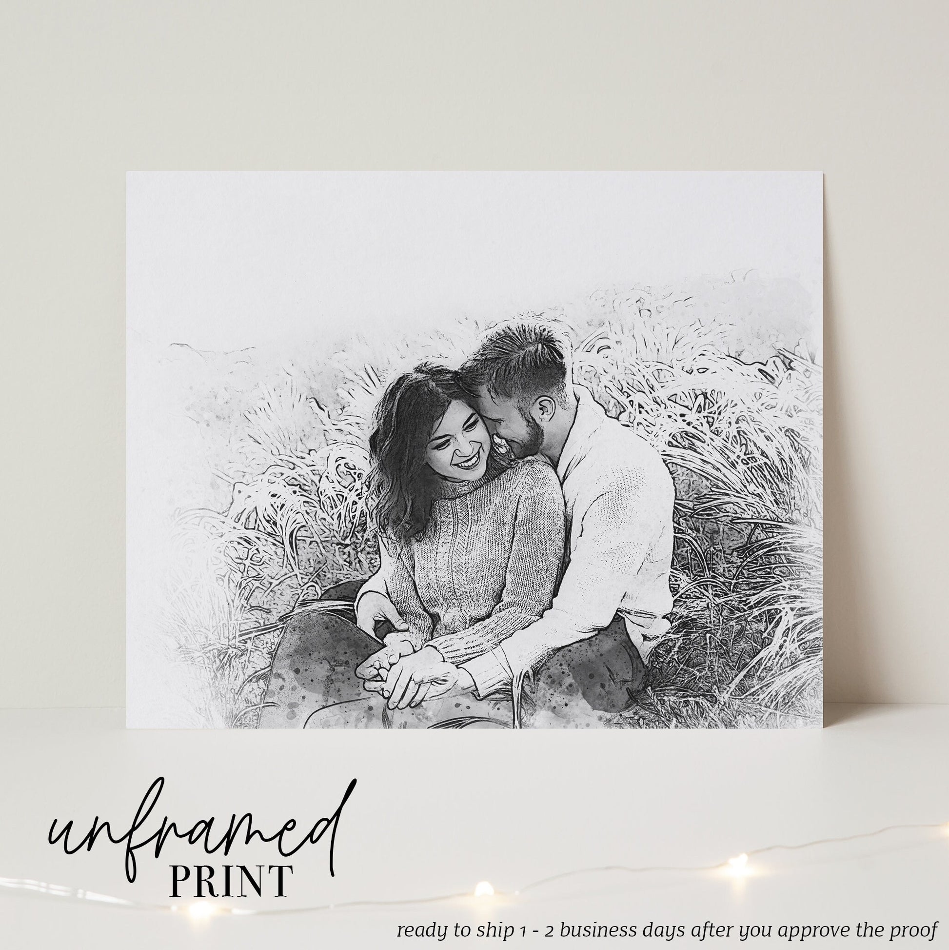 Custom Portrait, Wedding Gift, Anniversary Gifts, Personalized, Couple Portrait, Gift for Her, Gift for Him, Cotton Anniversary Gifts
