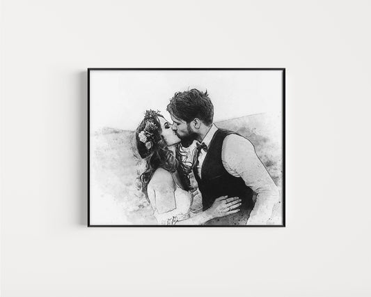 Custom Portrait, Wedding Gift, Anniversary Gifts, Personalized, Couple Portrait, Gift for Her, Gift for Him, Cotton Anniversary Gifts