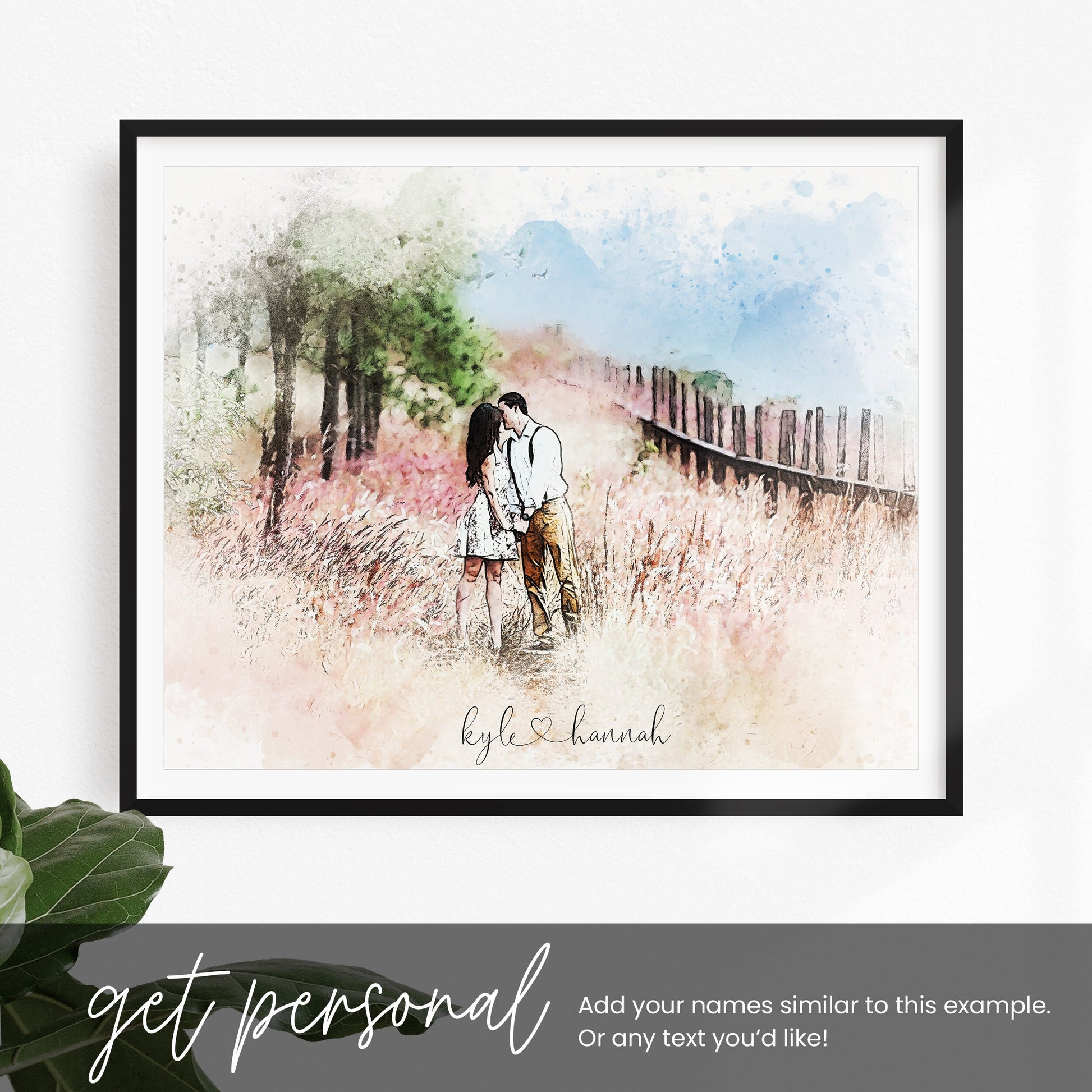 Custom Portrait, Anniversary Gifts, Painting from Photo, Personalized, Couple Portrait, Wedding Gift, Gift for Him, 2nd Anniversary Gift