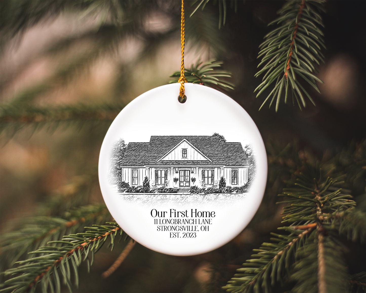 House Portrait Christmas Ornament