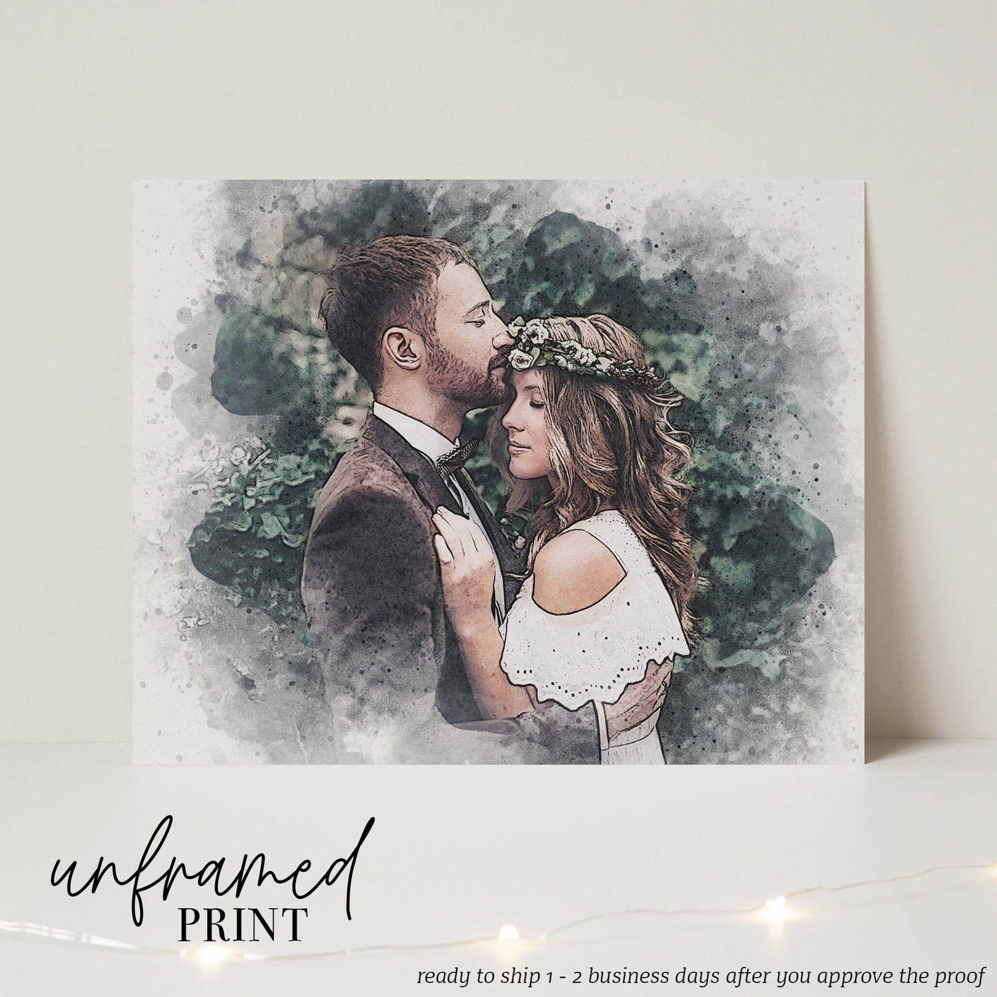 Custom Portrait, Anniversary Gifts, Painting from Photo, Personalized, Couple Portrait, Wedding Gift, Gift for Him, 2nd Anniversary Gift