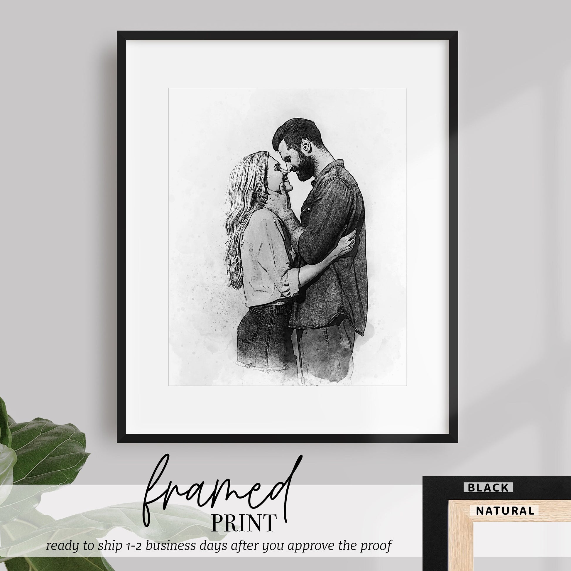 Custom Portrait, Wedding Gift, Anniversary Gifts, Personalized, Couple Portrait, Gift for Her, Gift for Him, Cotton Anniversary Gifts