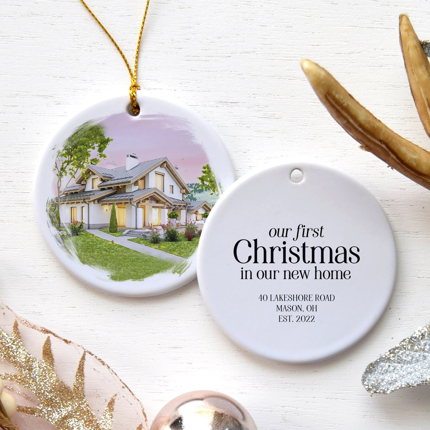 Personalized Christmas Ornaments, Our First Home Ornament, Christmas Gifts, New Home Gift, Christmas Ornaments