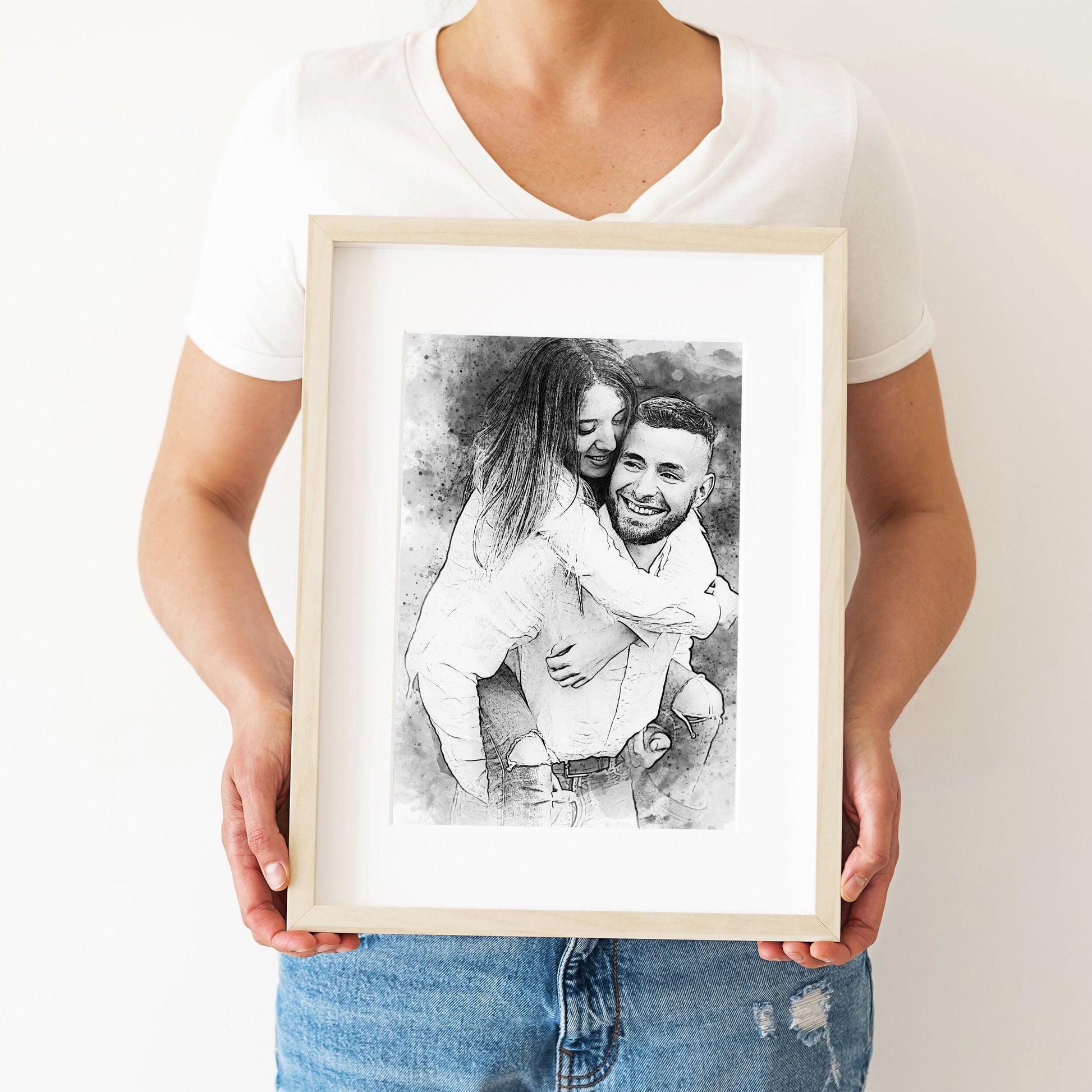 Custom Portrait, Wedding Gift, Anniversary Gifts, Personalized, Couple Portrait, Gift for Her, Gift for Him, Cotton Anniversary Gifts